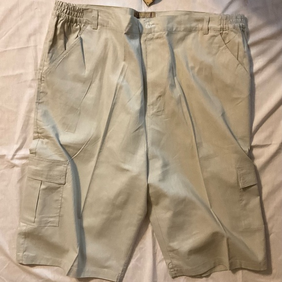Indigo Jeans Bermuda Shorts Cargo Sand Sz. 3XL Linen Elastic Sides Belt Loops - Picture 1 of 6